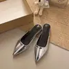 Mules sencillos lisos sin cordones, nueva tendencia 2026 para mujer para exteriores, sandalias doradas de tacón fino con punta cuadrada