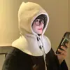 Balaclava Feminina Outono e Inverno Chapéu Cachecol de Tricô Quente Peça Única com Capuz Cachecol para Pescoço Proteção para Orelhas Chapéu de Lã