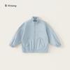 Envío Gratis Ropa Infantil Huzhou Zhili para Niños Mayores, Camisa de Manga Larga con Cuello Alto de Color Sólido con Cremallera para Niños, Chaqueta Casual con Estampado de Letras para Niños