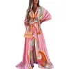 Colección Otoño 2026: Ropa Femenina Transfronteriza Europea y Americana - Estilo Vacaciones en la Playa Vestido Largo Holgado Estampado