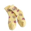 Calcetines de dormir de lana coral para mujer, de otoño e invierno, cálidos, de felpa, de tubo medio, con forro polar lunar, gruesos, con dibujos animados, para el hogar.