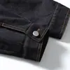 Chaqueta de mezclilla retro estilo japonés Rumeng, con solapa y bloques de color, para hombre y mujer, abrigo versátil casual para el trabajo en otoño