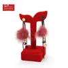 9Hrtp Soporte para Pendientes de Terciopelo Rojo Soporte de Exhibición de Joyería de Terciopelo Pendientes Colgador Creativo de Hoja Pendientes Pequeños Adornos
