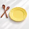 Plato de Cena Cerámico Blanco Brillante Retro con Borde de Encaje Estilo Francés Xinming Redondo de 8 Pulgadas Vajilla Doméstica Simple