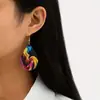 Un Par de Pendientes de Madera Pintados al Óleo de Diseño Exagerado, Tendencia Personalizada, Bosque, Guitarra, Estilo Retro, Estilo Étnico para Mujeres