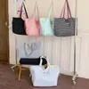 Nova bolsa de ombro reversível de bolinhas, bolsa tote oversized e estilosa estilo coreano, bolsa versátil e fresca de tecido listrado