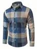 Camisa de Manga Larga con Estampado Digital 20263d Cardigan de Cuadros para Hombre Cuello Solapa Camisa para Hombre El Más Vendido en Amazon