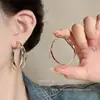 Nuevo Retención Aguja de Plata 925 Oro plata Delgado Ligero Círculo Grande Aro de Oreja Pendientes Elegantes para Mujer Combinan con Todo