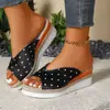 Chinelos de Salto Alto para Mulheres de Comércio Exterior Transfronteiriço Novo Modelo 2026 Tamanho Grande Transfronteiriço 43 Solado de Corda de Cânhamo Sandálias Peep-Toe de Salto Grosso para Mulheres Atacado