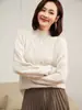 Suéter de Punto de Cachemira Nuevo para Otoño e Invierno para Mujer de Manga Larga Cuello Semi-alto Diseño de Trenzado Grueso Estilo Holgado Perezoso