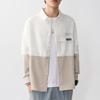 Camisa Masculina Primavera e Outono Adolescente Combinação de Cores Casual Estilo Hong Kong Solta Bonita Tendência Marca Camisa de Manga Longa Casaco de Trabalho