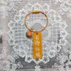 Llavero de acrílico de doble cara con texto de caqui, lindo, creativo y práctico, pequeño regalo, colgante de anillo de alambre