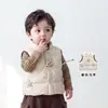 Colete de Penas Conjunto de Inverno para Meninos Roupa Íntima Listrada para Bebê Calças de Trabalho Conjunto de Três Peças Estilo Coreano para Crianças Pequenas Roupas Infantis