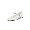 Sapatos femininos Mary Jane com interior respirável e tecido oco, retrô, verão, novos, pele de carneiro, salto baixo, fivela de metal, camada única