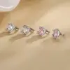 Lindos Pasadores Rosas de Circonita con Orejas de Gato para Mujeres Sin Perforaciones, Diseño de Nicho, Estilo Dulce de Niña, Brazaletes de Oreja Completamente Diamantados con Cabeza de Gato