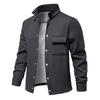 Cardigã Jaqueta Masculina de Tricô Waffle Forrado com Lã Outono/Inverno 2024 com Gola Dobrável e Bolsos, Nova Coleção de Outono para Homens