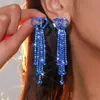 Brincos longos de borla de amor de alta qualidade europeus e americanos, brincos de diamante inteiro brilhantes com temperamento da moda feminina, joias de orelha por atacado