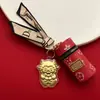 Chaveiro de ovelhinha banhado a ouro, corrente de celular, pingente de bolsa de balde de ovelhinha na cor dourada, lembrança fofa, atacado