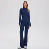 Traje Deportivo Transfronterizo de Nuevo Estilo Ajustado para Mujer, Ropa de Fitness Elástica Transpirable, Traje de Pantalón Acampanado Micro para Correr al Aire Libre y Yoga