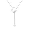Collar de Borla Moonlight Meteor para Mujer, Diseño Nicho, Estilo Lujo Ligero, Colgante de Clavícula a la Moda, Colgante de Luna y Estrella
