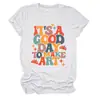 Es un buen día para hacer popular la camiseta versátil de manga corta con cuello redondo para mujer de la estación independiente de Amazon Wish