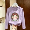 Ropa Informal Elegante de Primavera y Otoño para Niños 2026 Moda para Niñas Camiseta de Manga Larga Camiseta Básica de Algodón Puro con Dibujos para Niñas Pequeñas de Otoño