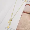 Collar de Acero de Titanio con Borla de Fritillaria Elegante de Lujo Ligero Cadena de Clavícula Avanzada con Taladro Estrella Bamang Nicho de Ins