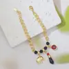 Pulsera Estilo Bohemio Ojo del Diablo Gesto de Elefante Más Vendida Transfronteriza, Cobre Que No Se Desvanece, Chapada en Oro de 14K