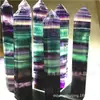 Pendente Colorido de Fluorita Natural de Cristal Quente Venda Cruzada Prisma Hexagonal de Ponta Única Pedra Original Polida Coluna de Fluorita Colorida