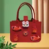 Bolsa de Feltro para Presente de Véspera de Natal Livro Vermelho Mesmo Estilo Mini Bolsa de Maçã Caramelada Bolsa para Embalagem de Presente Bolsa Tote