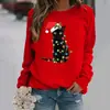 Sudaderas con capucha de manga larga y cuello redondo con estampado navideño de comercio exterior para mujer