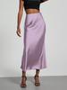 Em Estoque Atacado de Roupas Femininas Transfronteiriças Estilo Europeu e Americano Elegante Saia Midi de Cetim Emagrecedora e Fluida