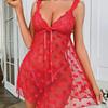 Suministro de Comercio Exterior Transfronterizo Europeo y Americano Nuevo Sexy Encaje Tentación Transparente Amor Estampado Malla Tirantes Ropa Interior Sexy
