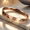 Pulsera de Acero Inoxidable Chapado en Oro de 18K con Incrustaciones de Diamantes para Mujer, Ventas Directas de Fábrica, Pulsera con Cierre de Moda con Diez Diamantes, Estilo de Celebridad de Internet