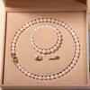 Collar de Perlas de Agua Dulce Naturales de Zhuji para Mujer Conjunto de Perlas Auténticas Cadena para Clavícula Regalo para Mamá Día de la Madre Venta al por Mayor