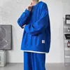 Traje deportivo juvenil de moda nacional para hombre, primavera y otoño, suéter pesado de gofre, pantalones de chándal, talla grande, conjunto a juego para hombre