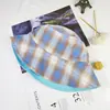 Nuevo Sombrero de Pescador Estilo Coreano Sombrero para Mujer Tela de Cuadros Doble Cara Casual Plegable Sombrero Cubeta