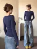 Camiseta negra de manga larga ajustada para mujer, se puede usar como capa exterior, top ajustado que ciñe la cintura, camiseta base cálida forrada de polar para otoño e invierno