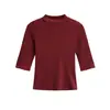 Nueva Camiseta de Tencel con Cuello Alto para Mujer Primavera y Verano, Nuevo Crop Top Estilo Coreano Delgado para Verano