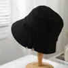 Chapéu de Pescador com Laço para Mulheres, Primavera e Verão, Versátil e Elegante, Faz o Rosto Parecer Menor, Chapéu Bucket para Compras ao Ar Livre, Chapéu com Aba Enrolada