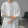 Camiseta ligera de seda de hielo de manga corta para hombre, top de verano, corte holgado, talla grande, elegante cuello en V blanco para hombres a la moda