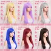 Pelucas europeas y americanas de 80 cm, flequillo largo de colores, cabello largo y liso, pelucas de cosplay de anime, extensiones de cabello de fibra sintética de alta temperatura