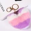 Llavero de peluche con forma de corazón de 8 cm, diseño de corazón de melocotón, para coche, accesorio creativo para llaves de pareja