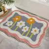 Alfombrilla de Pie Absorbente para Puerta de Baño, Alfombrilla de Suelo Doméstica para Entrada de Baño, Flores Pequeñas Frescas, Imitación de Cachemira, Cómoda