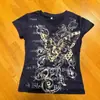 Camisetas de Manga Corta para Mujer Verano 2026 Estampado de Mariposa Gótica Oscura Venta al por Mayor Transfronteriza Comercio Exterior Ins