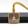 Collar Colgante Mini Thangka de Acero de Titanio Dorado Pintado a Mano de Xizang Colgante Thangka de los Ocho Guardianes Huang Caishen Wuye