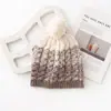 Chapéu Novo de Outono 100% Lã de Ovelha Trançado com Pompom para Meninos e Meninas, Chapéu Quente Colorido Tricô em Blocos Atacado