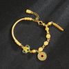 Pulsera brazalete Lotus redondo marca oro media pulsera retro palabra de bendición temperamento de alto sentido lujo ligero por mucho tiempo no se desvanece joyería de mano al por mayor