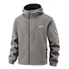 Sudadera con capucha de forro polar para exteriores de otoño e invierno, engrosada con bloqueo de temperatura, corte holgado, chaqueta casual para hombre, montañismo, desplazamientos