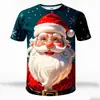 Exclusivas Transfronterizas Camisetas de Verano de Manga Corta con Impresión 3D Europea y Americana Noche de Navidad Navidad Camisetas Casuales Holgadas para Hombre y Mujer